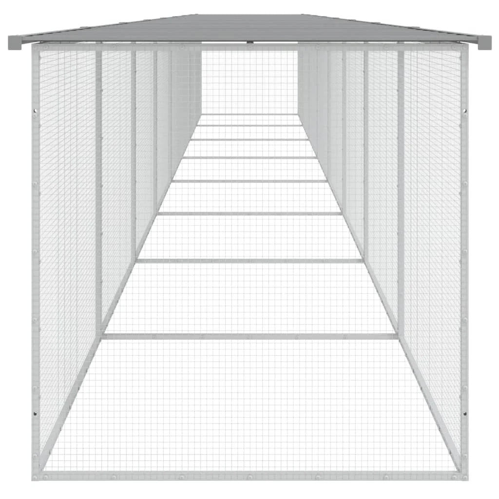 Recinto per pollaio con gabbia per polli con tetto leggero 803 x 98 x 90 cm in acciaio zincato grigio 02_0043989