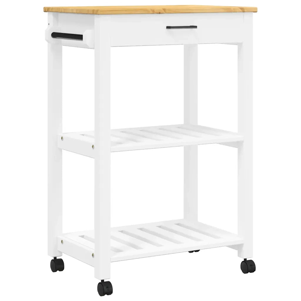 Carrello da Cucina-Scaffale per Cucina MONZA 60x40x88,5 cm in Legno Massello di Pino 492437
