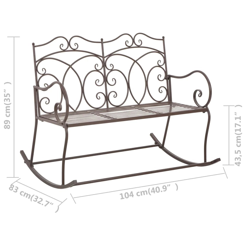 Panca da giardino mobili da esterno per patio terrazza 104 x 83 x 89 cm ferro marrone anticato 02_0011149