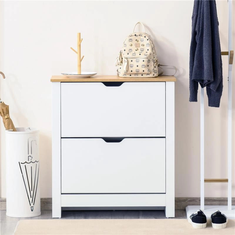 SCARPIERA MODERNA PER 12 PAIA MAX CON 2 CASSETTI REGOLABILI E RIMOVIBILI IN LEGNO 72X26X80 CM BIANCO