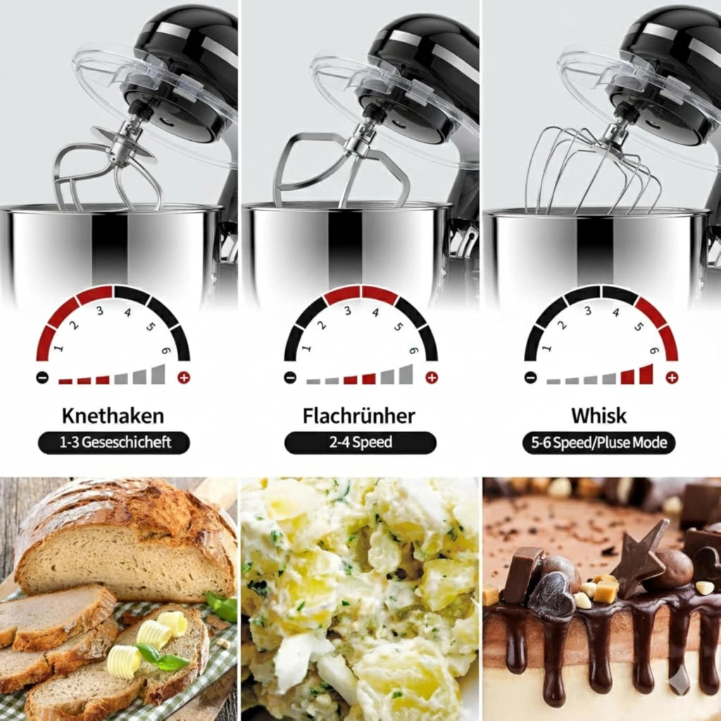 ZMH Frusta elettrica per uova nera 1400W 5L utensili da forno per cottura al forno e frullaggio della panna