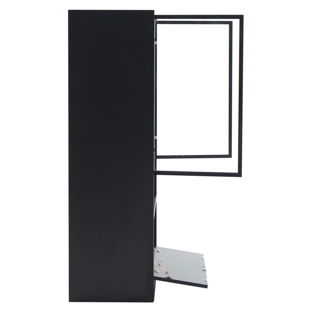 Vetrina LED Moderna con Ante in Vetro ¨C MINIMAL ¨C Nero Opaco, Truciolato, 120cm