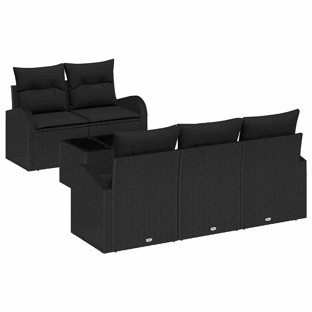 Set Divano da Giardino Nero 55 x 55 x 37 cm polyrattan