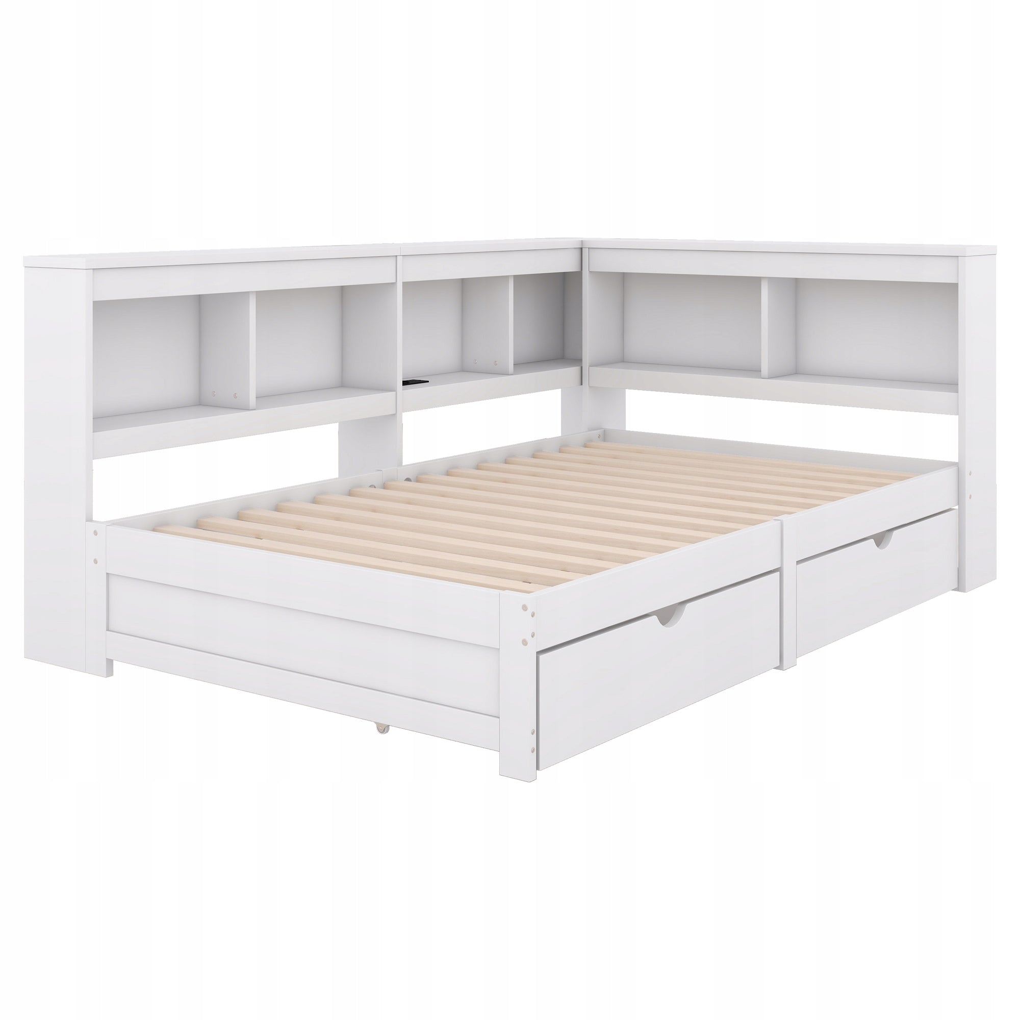 Divano letto 90x200 - Xylo - Bianco con cassetti e USB