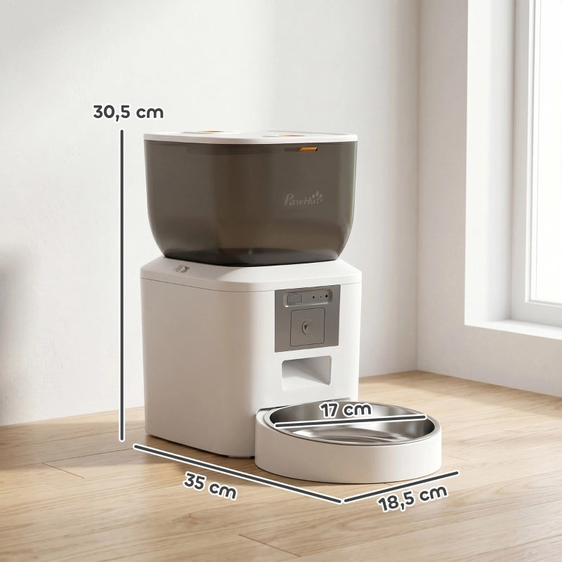 Distributore automatico di cibo per gatti con telecamera, Wi-Fi a 2,4 GHz, controllo tramite app, capacit¨¤ di 4 litri per 1-10 pasti, audio