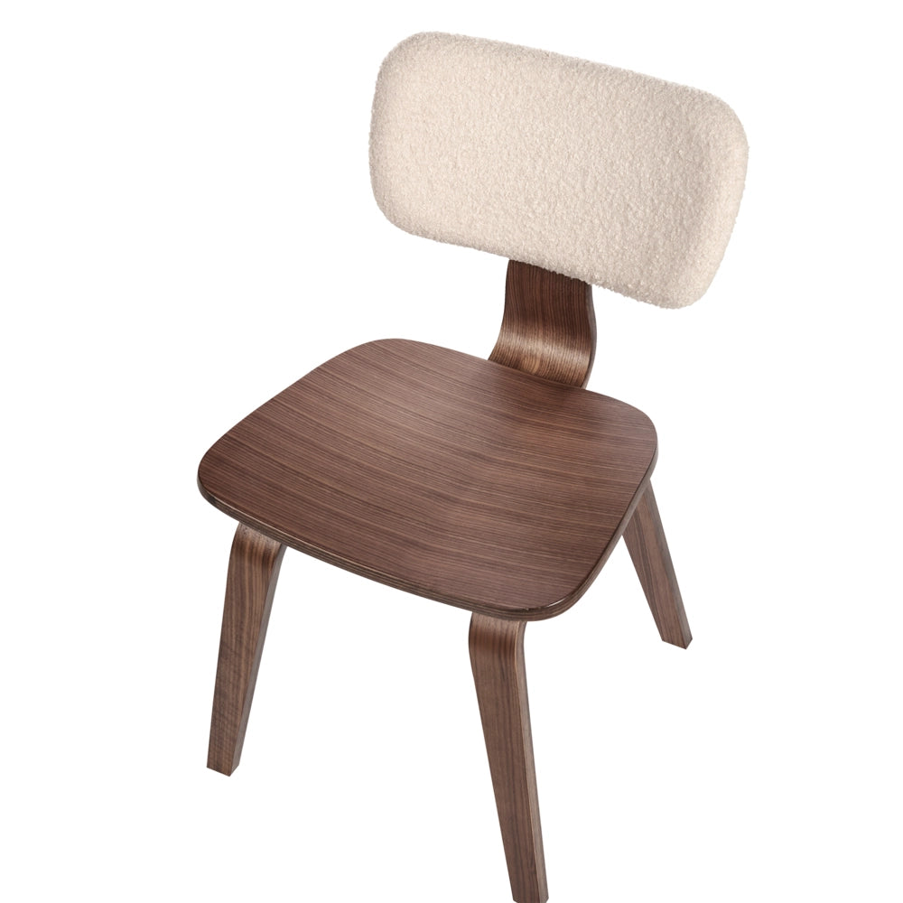 Set di 2 sedie da pranzo in legno scuro e tessuto boucle di poliestere beige Gambe in legno di betulla Stile tradizionale retrò