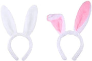 Banda per testa di coniglio in peluche - 2 pezzi - Rosa/Bianco - Adorabili orecchie di coniglio - Decorazione per feste - Imballo sicuro - Accessorio per costumi