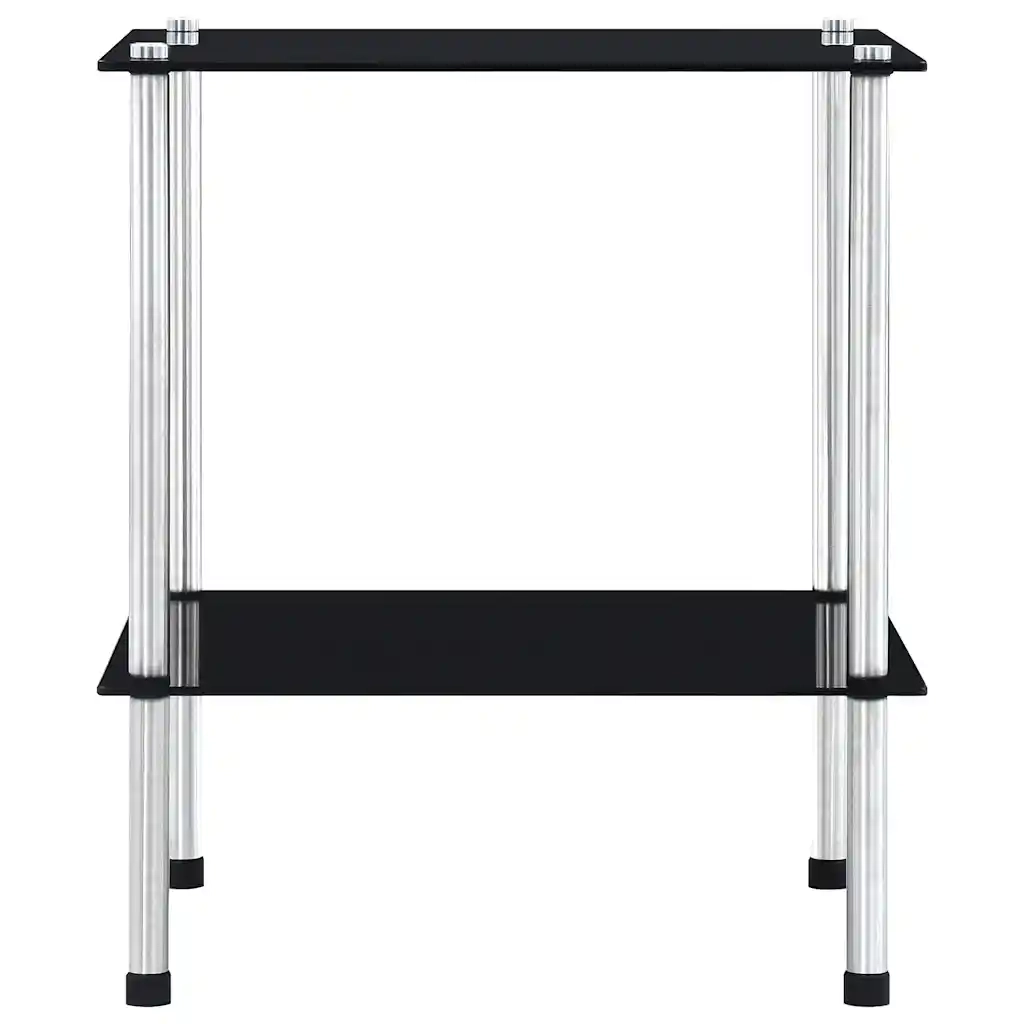 Scaffale a 2 Livelli Nero 40x40x47cm in Vetro Temperato CFW6610194