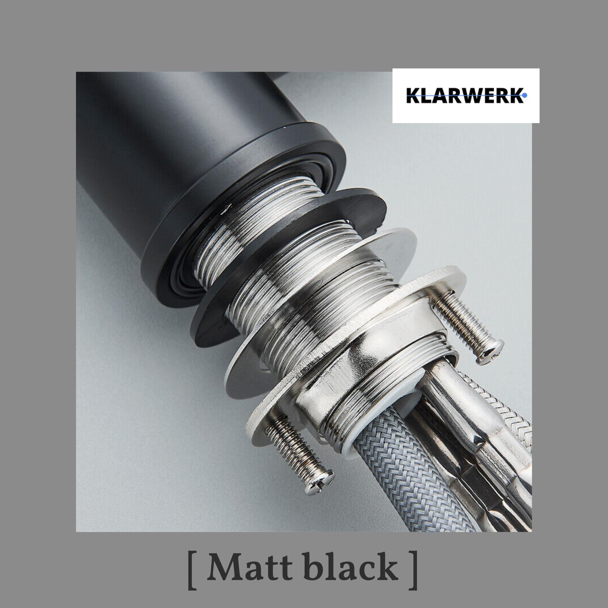 JANA | Rubinetto da cucina estraibile Premium in acciaio inox nero opaco miscelatore arco alto |gastronomia alta pressione ruotabile a 360° 2 attacchi