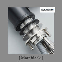 JANA | Rubinetto da cucina estraibile Premium in acciaio inox nero opaco miscelatore arco alto |gastronomia alta pressione ruotabile a 360° 2 attacchi