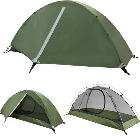 Tenda da campeggio unipersonale, tenda ultraleggera compatta per 1 persona, impermeabile, facile da montare, tenda a cupola a doppia pelle, per campeggio, viaggi in moto, trekking, escursioni, festival.