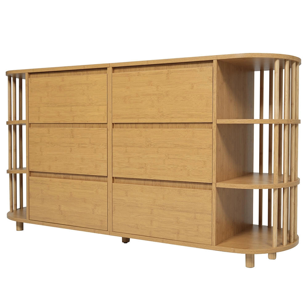 Credenza 160cm Stile Romano - Xylo - Rovere con 6 Cassetti e Colonne Bamb??