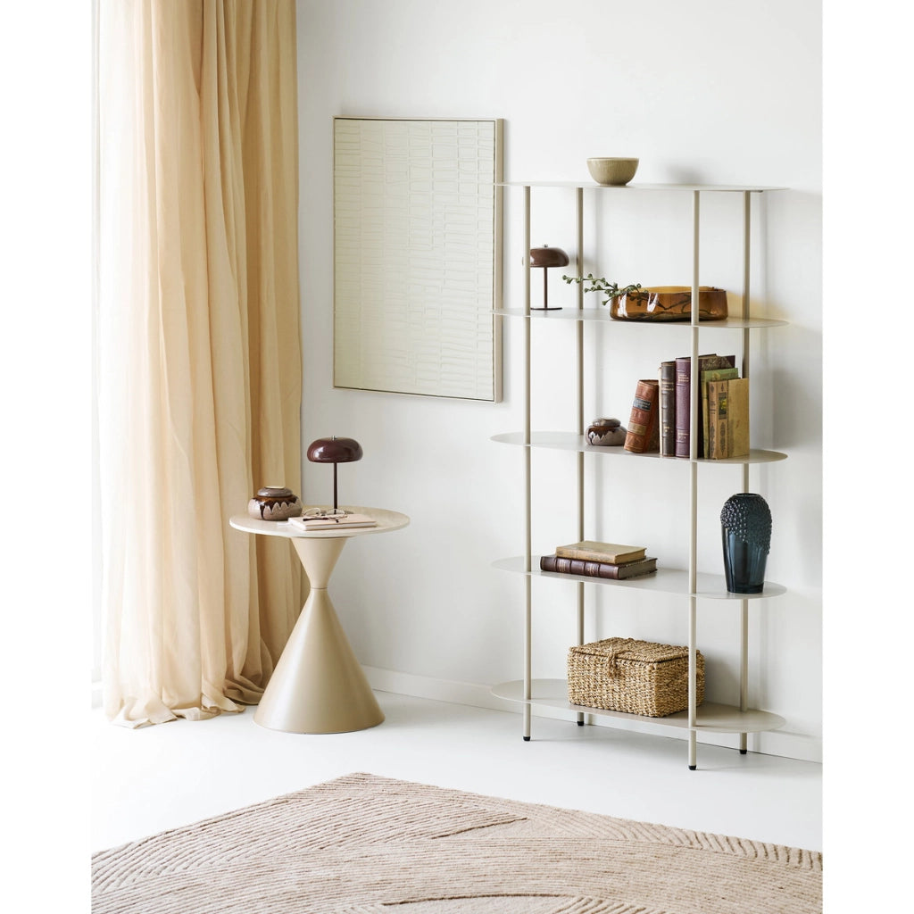 Tavolino d'appoggio Annecy in ceramica effetto travertino e acciaio ø50×56 cm