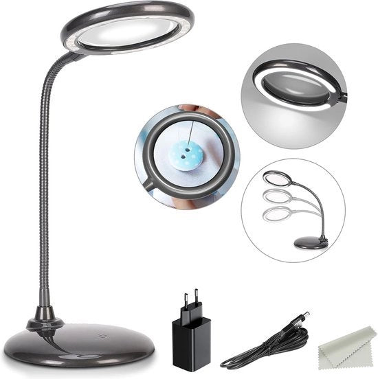 Verglassio con Illuminazione - Verglassio Handsfree con Luce e Stabilimento per Lavori Intimi - 3X Amplificazione - Regolabile - Ideale per Hobby e Artigianato