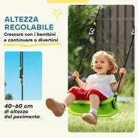 Gioco per Bambini 3 in 1 con Altalena da Giardino, Canestro e Porta da Calcio, 238x180x182 cm,, Verde e Grigio