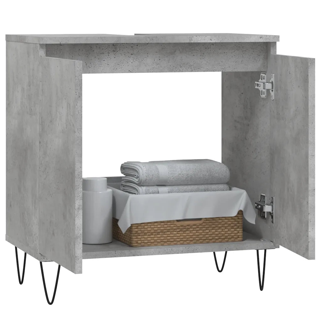 Armadietto da Bagno Grigio Cemento 58x33x60cm Legno Multistrato 831584