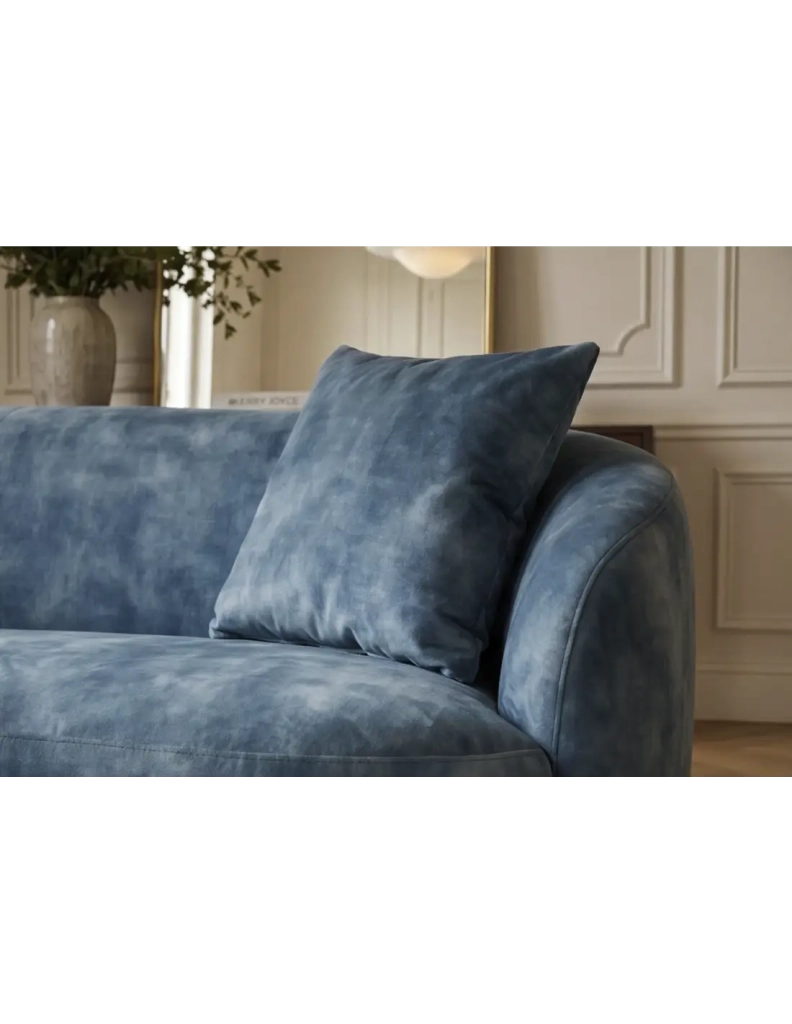 Divano NYJY con pouf contenitore in velluto - Blu - 178 x 67 x 120 cm