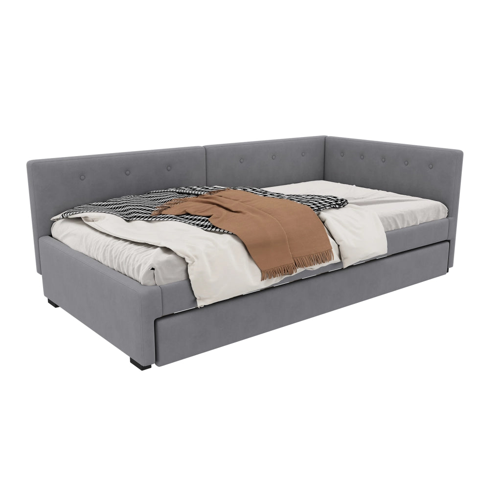 Letto singolo con roll-out in velluto 90x200 cm