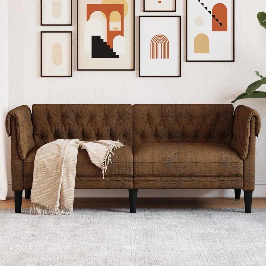 vidaXL Divano Chesterfield Argille Marrone 182.5 x 74.5 x 74.5 cm