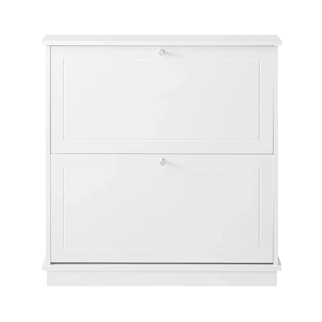Scarpiera con 2 ante e 4 ripiani, colore: bianco, dimensioni: ca. 76 x 78 x 18 cm FSR99-W