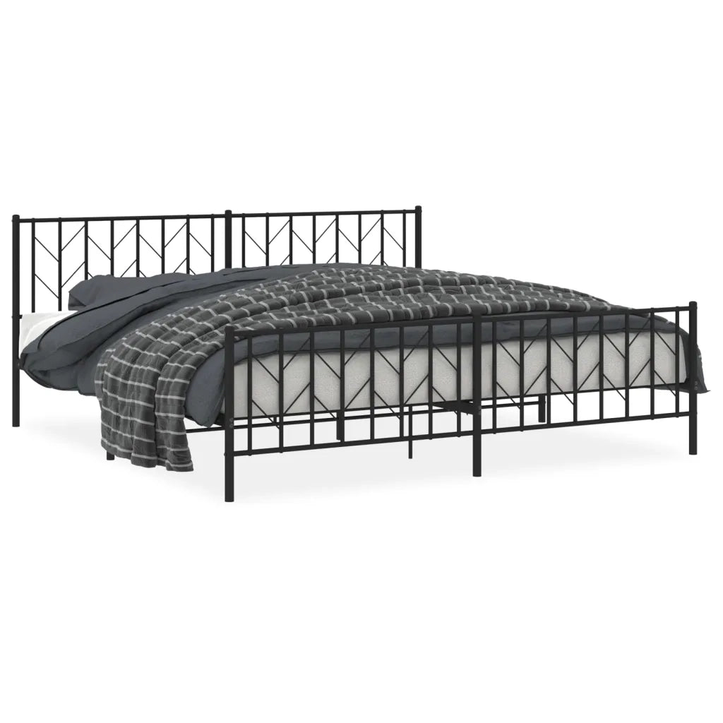 Giroletto con Testiera e Pediera Metallo Nero 200x200 cmcod mxl 133601