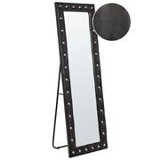 Specchio da pavimento in pelle sintetica nera 50 x 150 cm cornice decorativa strass con supporto glamour da appendere per armadio camera da letto soggiorno