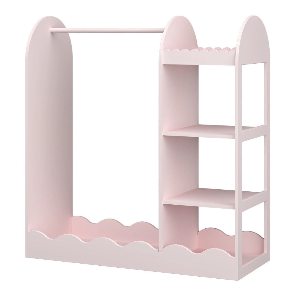 Organizzatore Guardaroba Vestnes per Cameretta con Ripiani e Specchio 100 x 94 x 38 cm - Rosa [en.casa]
