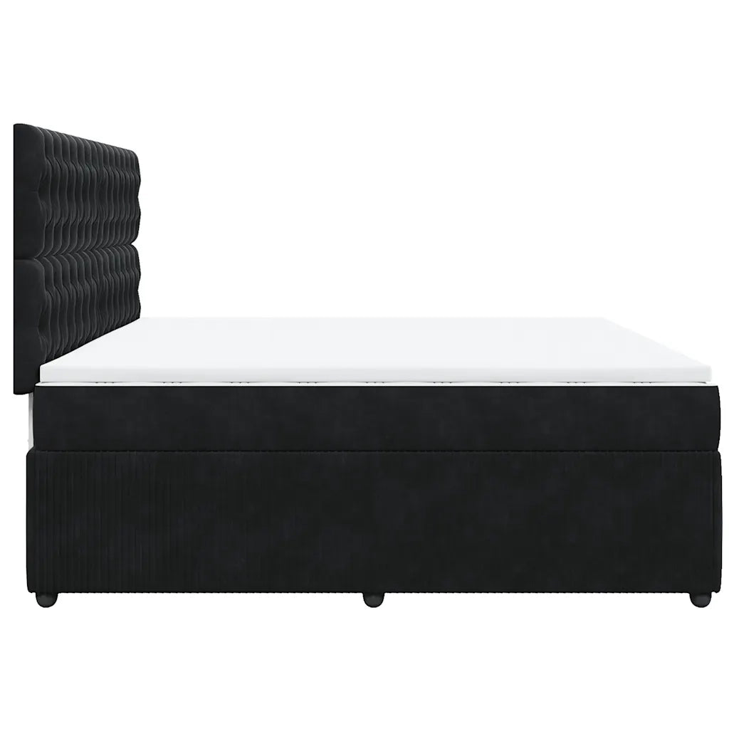 Giroletto a Molle con Materasso Nero 200x200 cm in Velluto