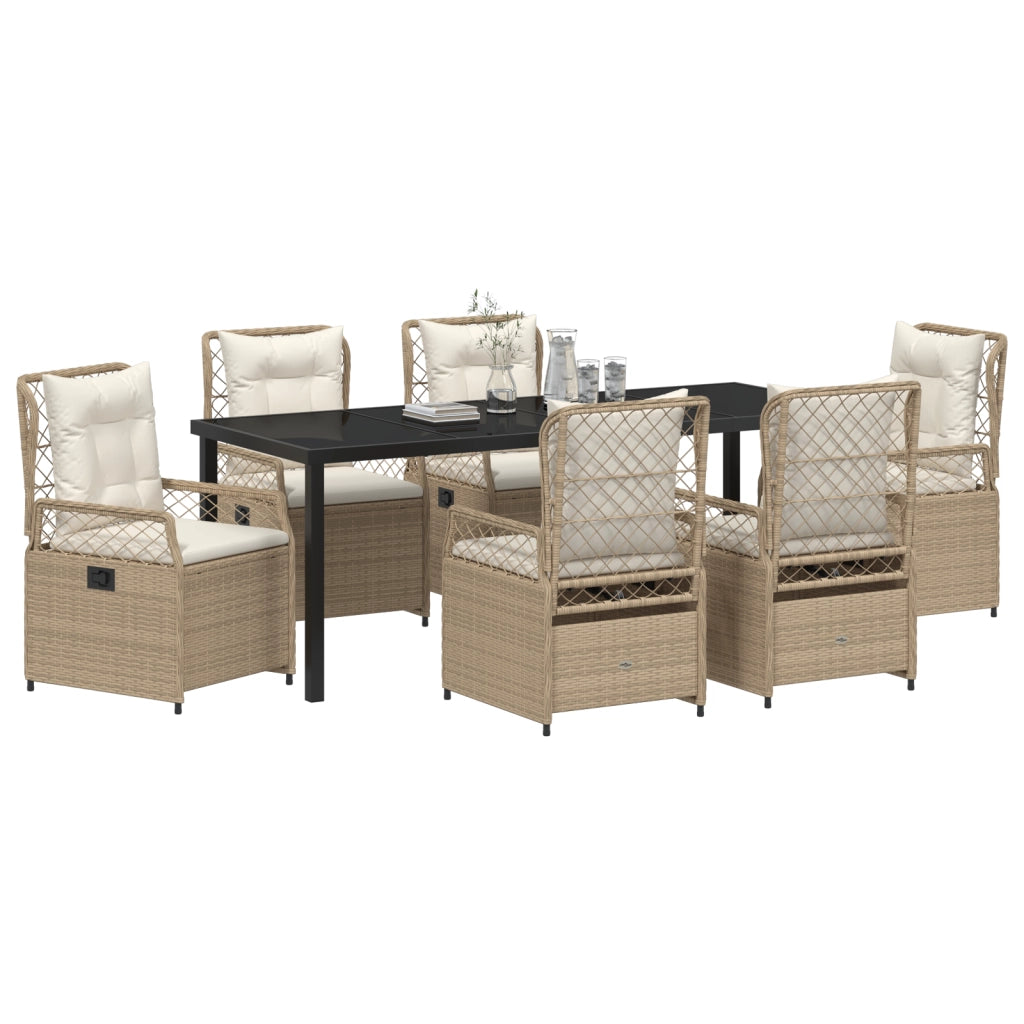 Set di Mobili da Giardino 7 Pezzi Beige Rattan Polimerico