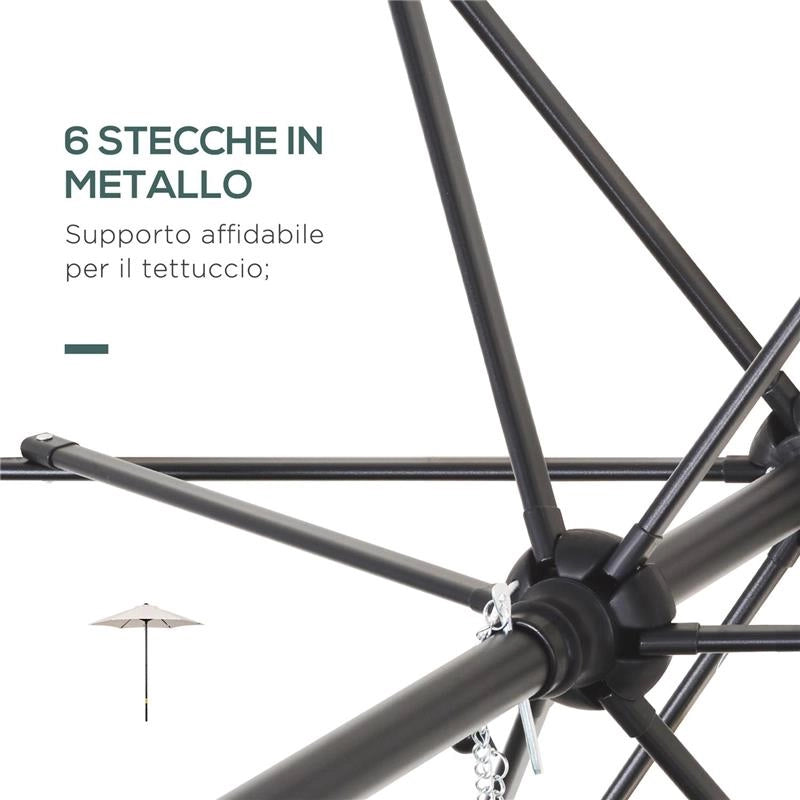 OMBRELLONE DA GIARDINO 2X2M ROTONDO CON PALO CENTRALE IN ALLUMINIO E POLIESTERE CREMA