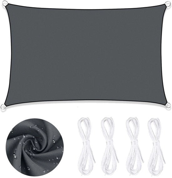 Zona ombreggiata acqua resistente - D-ringen in acciaio inossidabile - UV 95% - 2 x 3 m - tessuto in poliestere duraturo