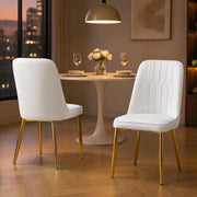 Sedia da pranzo 1 Pezzo con Schienale Ergonomico e Gambe in Metallo, Metallo e Similpelle PU Bianco