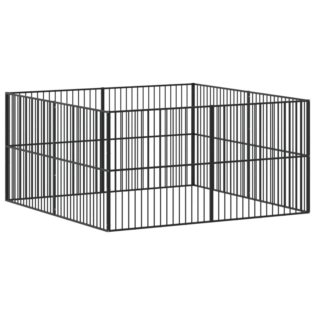 Box per Cani 8 Pannelli Nero Acciaio Zincato CFW7265685