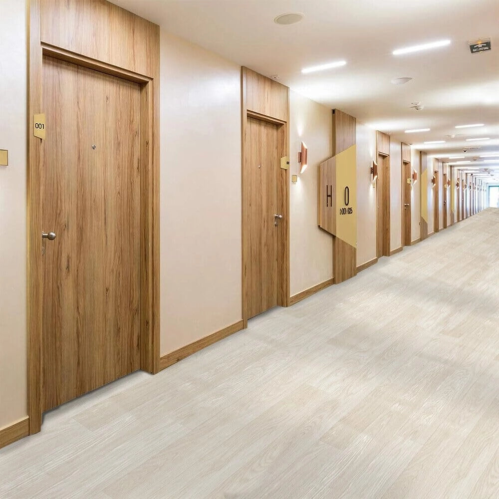 Pavimento Pvc Rivestimento Rotolo Vinile 100x100 cm Design Legno Chiaro Beige Bianco Dis_C