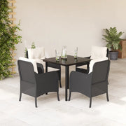 Set da Pranzo da Giardino 5 pz Nero con Cuscini in Polyrattancod mxl 134877