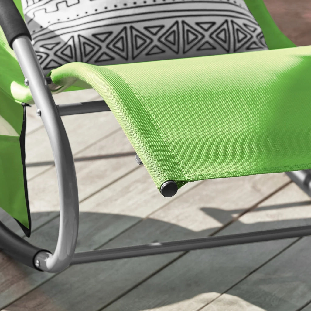 Poltrona dondolo, Sdraio Relax, Sedia a sdraio, Con poggiatesta, Verde chiaro OGS28-GR