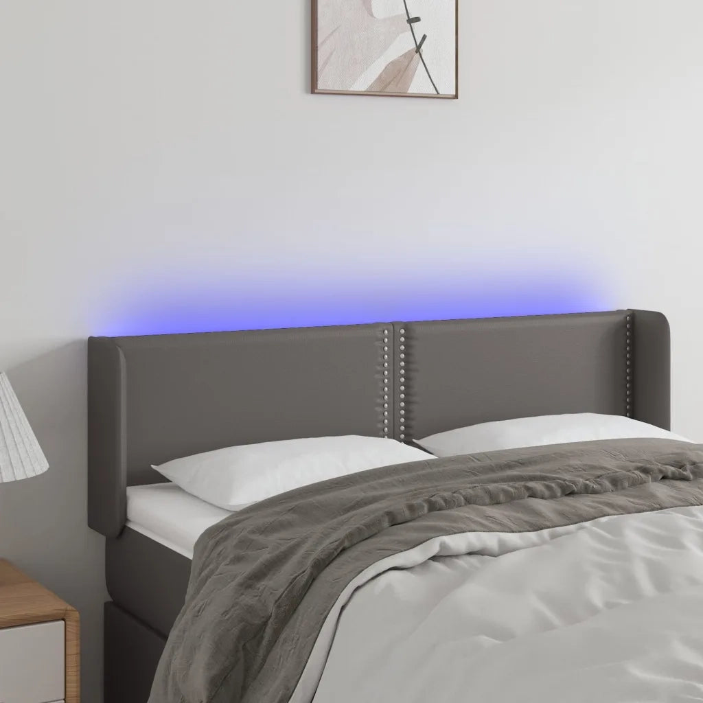 Testiera | Testata a LED Grigio 147x16x78/88 cm in Similpelle