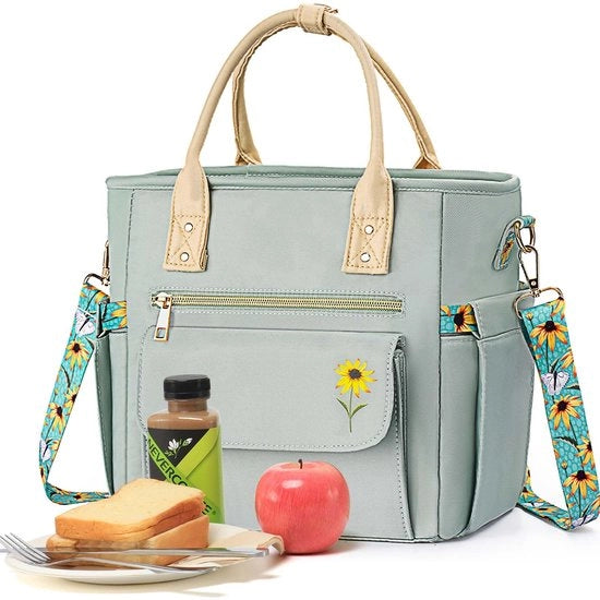 Borsa Insolabile per Donne con Disegno di Fiori Rari - Grande Borsa con Tasselli di Isolamento, Molteplici Tasche e Cinturino Rimovibile per Ufficio/Spuntini Regali di Natale per Donne