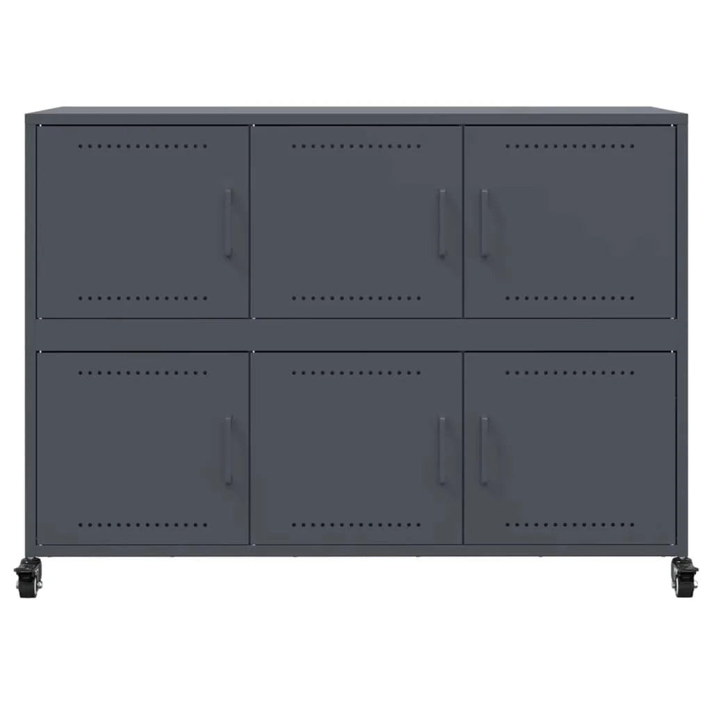 Buffet credenza cassettiera armadio mobile contenitore organizer per cucina soggiorno salotto 100,5 x 39 x 72 cm acciaio antracite 02_0029686