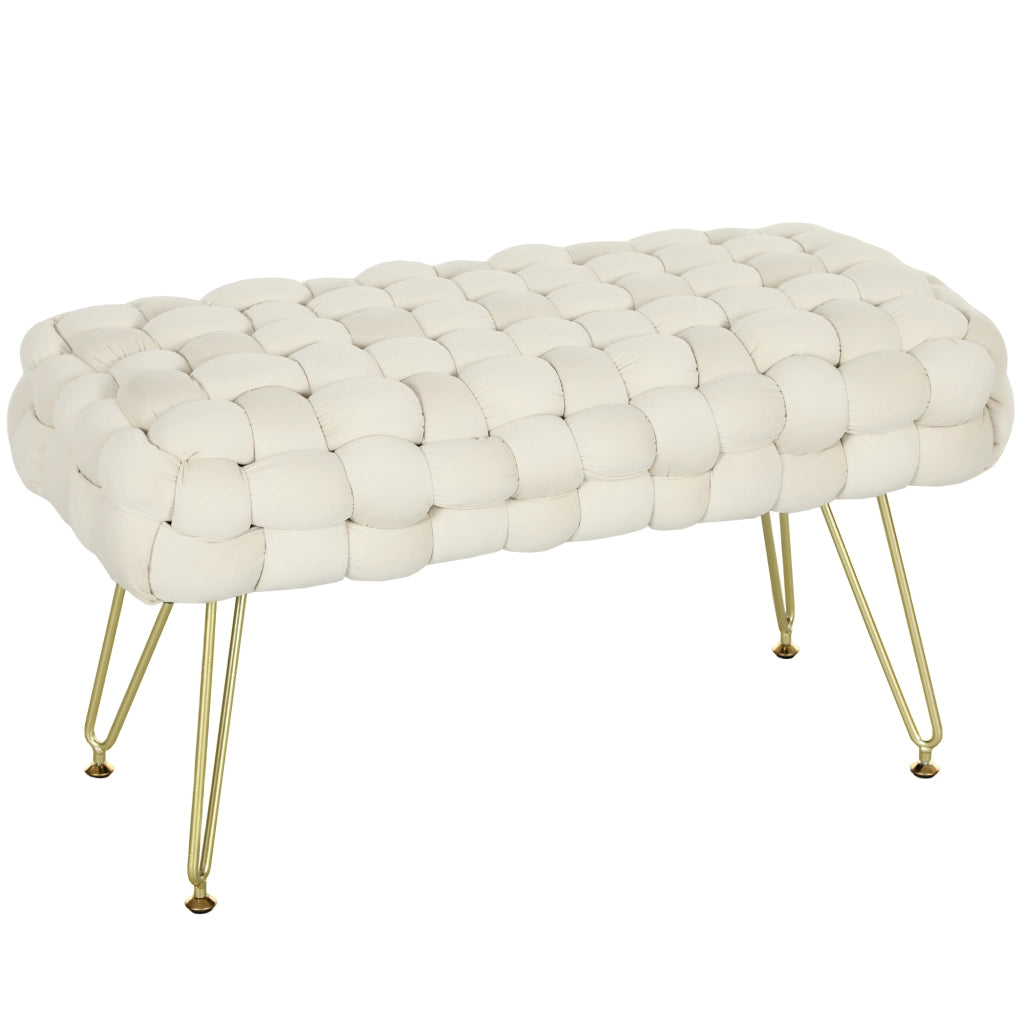Pouf imbottito con gambe in metallo ¨C zephmum ¨C crema