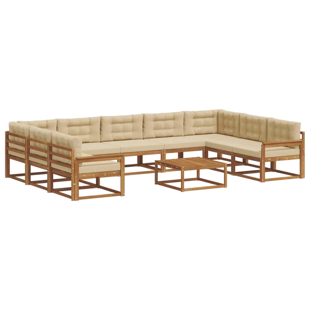 Set di divani da esterno con cuscino 10 pcs Naturale e Beige