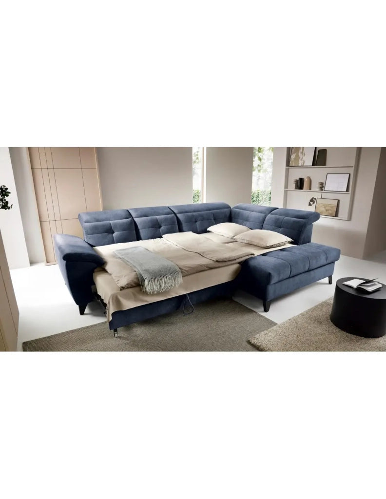 Divano ad angolo Blu 5 posti angolo destro comfort modulabile INFERNO