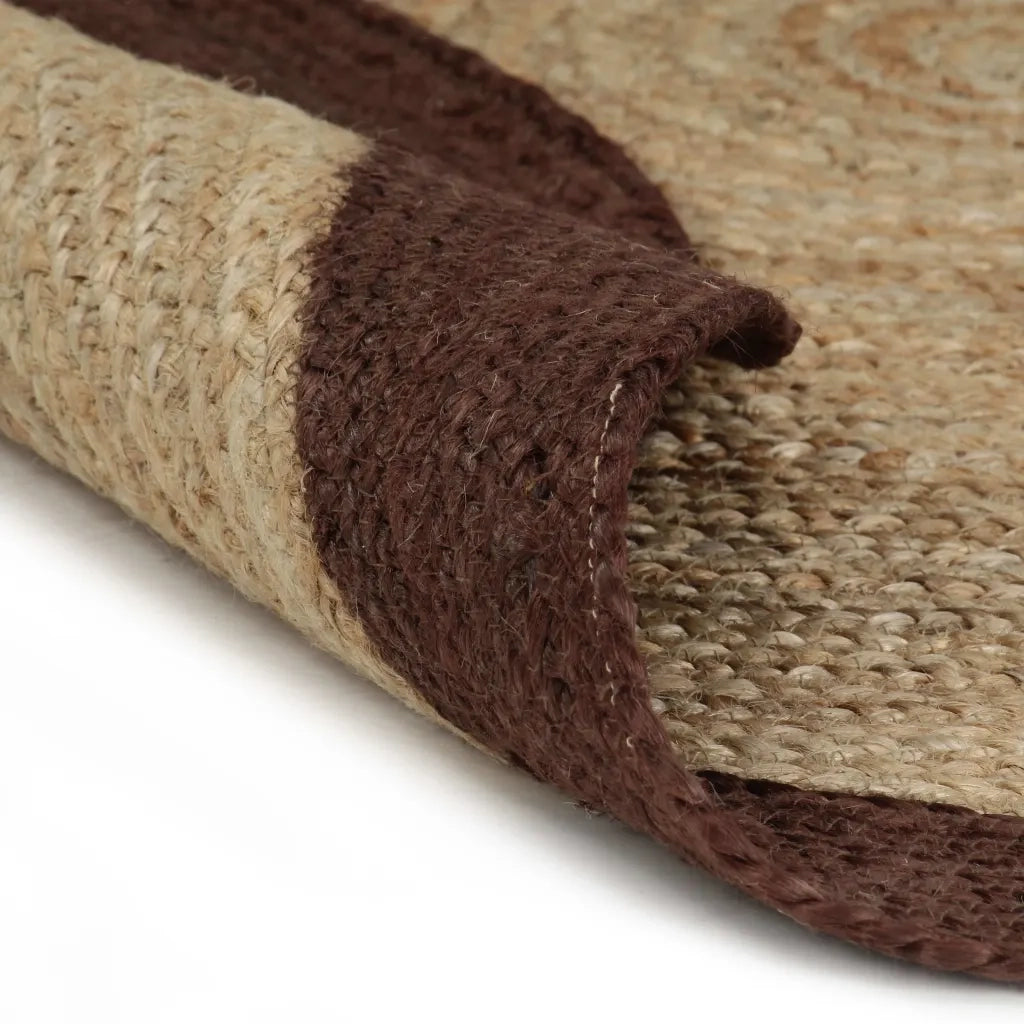 Tappeto Lavorato a Mano in Juta con Bordo Marrone 90 cm 133683