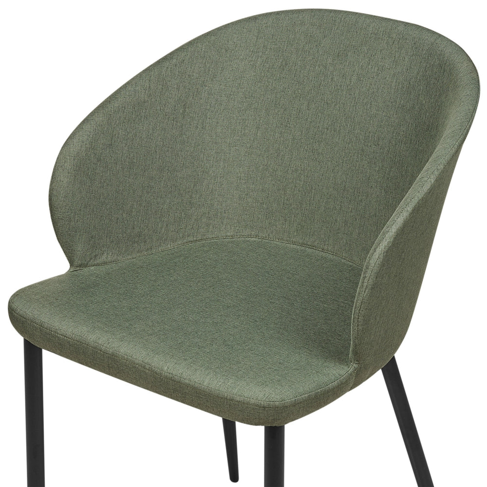 Set di 2 sedie da pranzo in tessuto verde scuro imbottito con gambe nere Stile retrò Mobili per il soggiorno