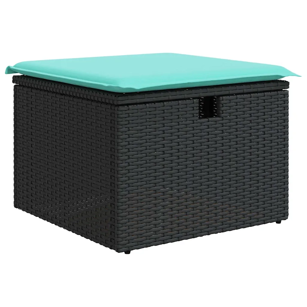 Set Divani da Giardino 9 pz con Cuscini Nero in Polyrattan