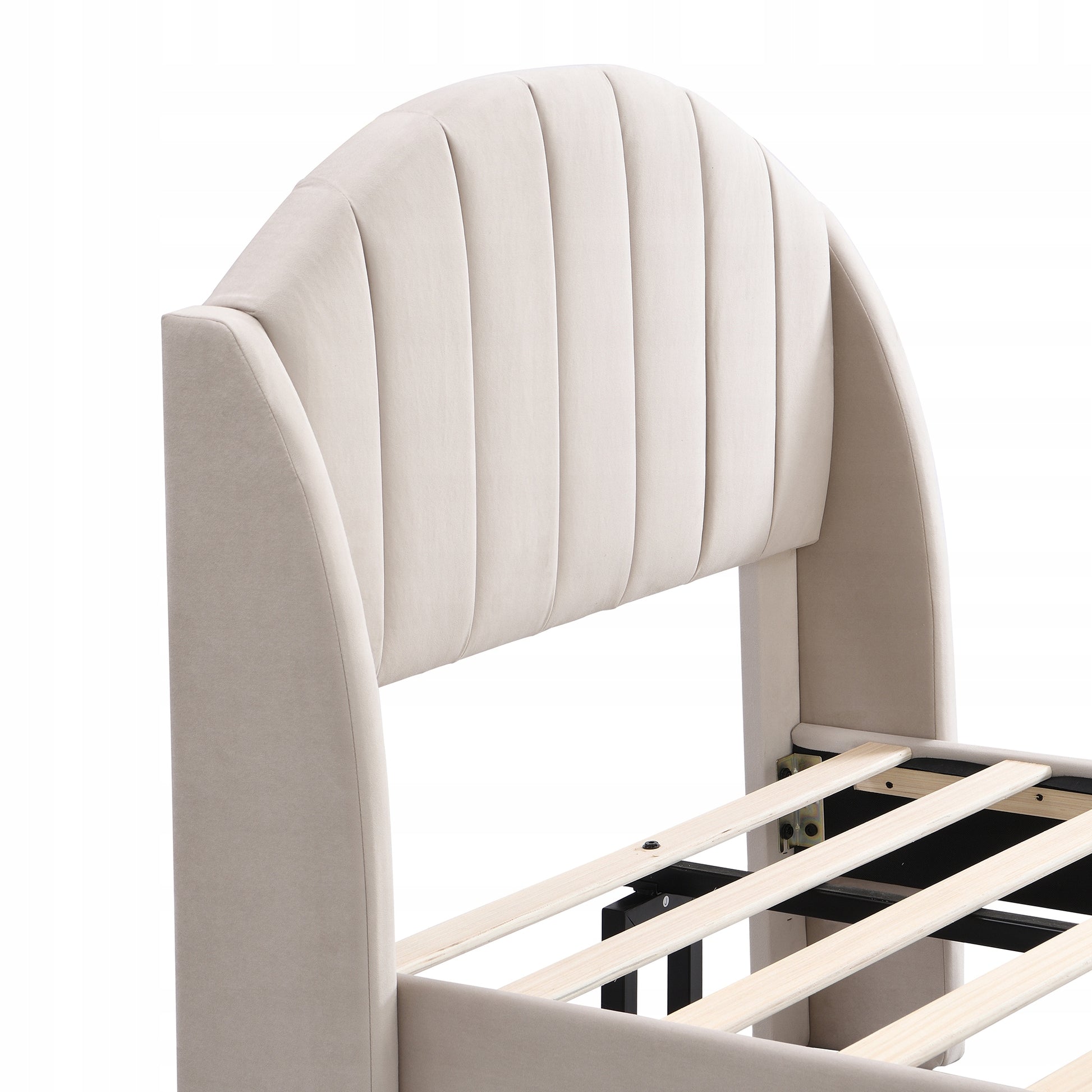 Letto imbottito 90x200 - Xylo - Beige vellutato