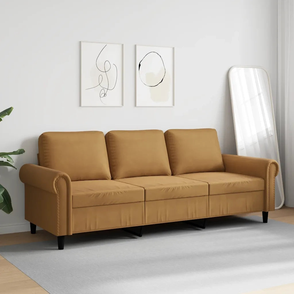 Divano a 3 Posti Marrone 180 cm in Vellutocod mxl 86740