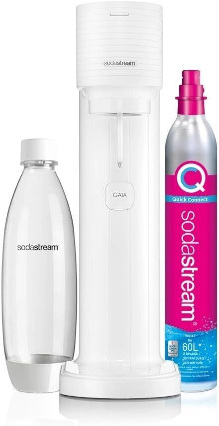 SodaStream 2270276 Gaia Gasatore Acqua Frizzante Bottiglia PET 1L Cilindro CO2 Quick Connect 60L colore Bianco