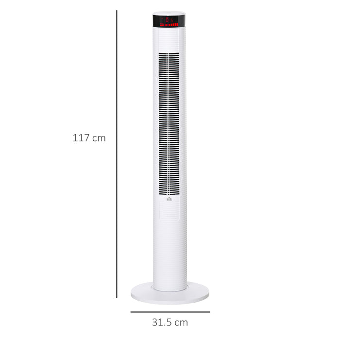 Easycomfort Ventilatore a Colonna con 3 Velocità e 4 Modalità, Timer di 12h, Pannello LED e Telecomando, Bianco