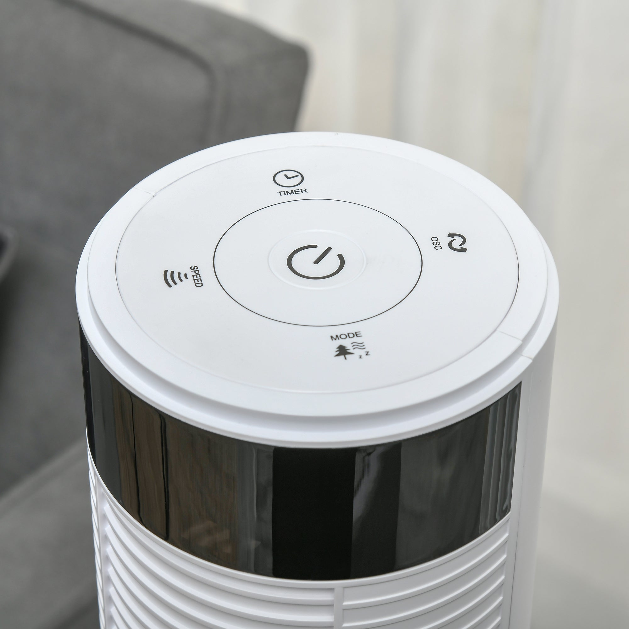 Easycomfort Ventilatore a Colonna con 3 Velocità e 4 Modalità, Timer di 12h, Pannello LED e Telecomando, Bianco